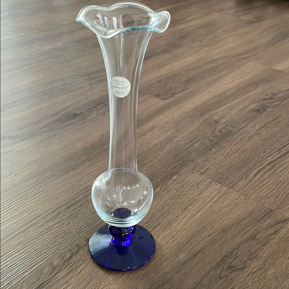 Vintage Princess House Crystal Sapphire Vase NWT